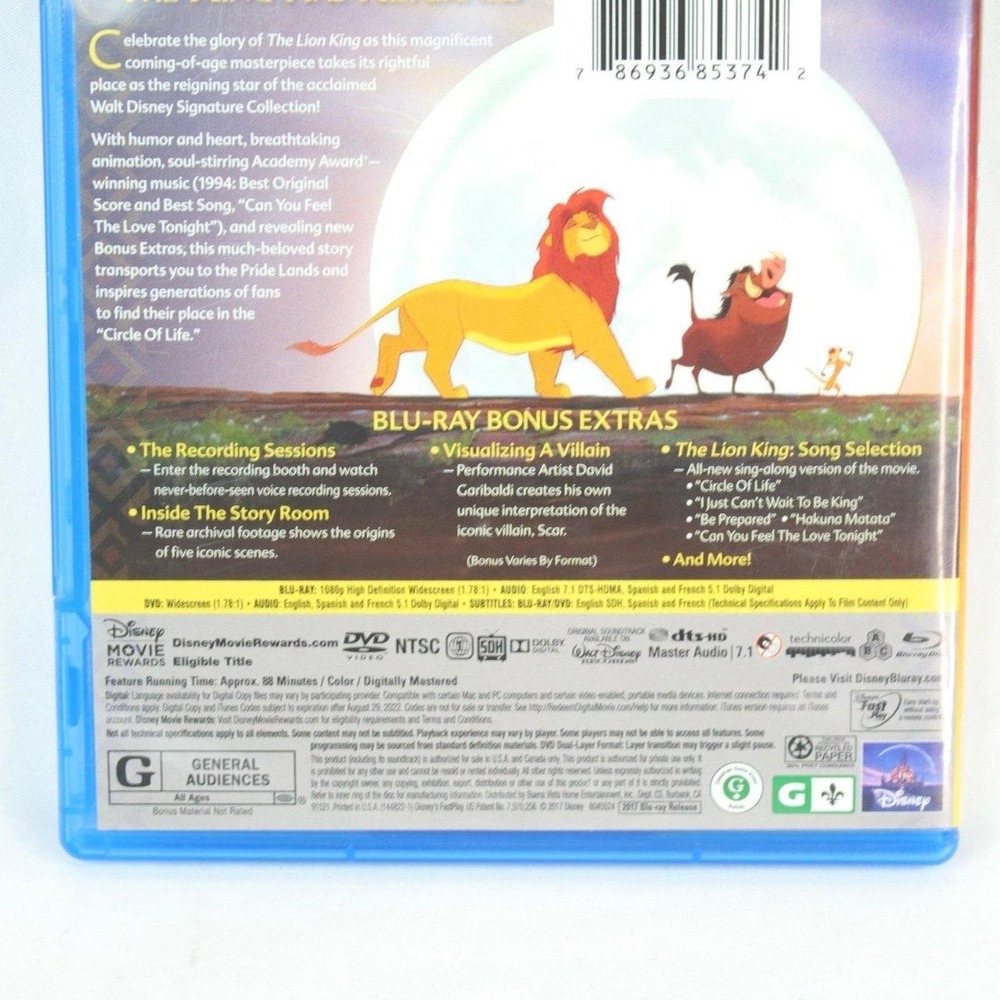 The‎ Lion King (1994) The Circle of Life Edition Blu-Ray DVD Movie - Picture 3 of 5